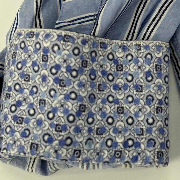Robert Graham Shirt Men XL Blue White Stripes Long Sleeve Button Down Flip Cuff - Picture 10 of 14
